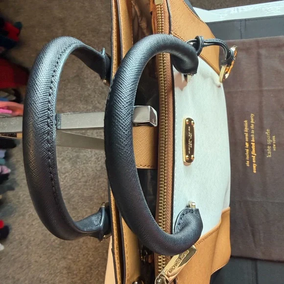 Michael Kors Tricolor Satchel in Black, White, and Tan - Picture 4 of 10